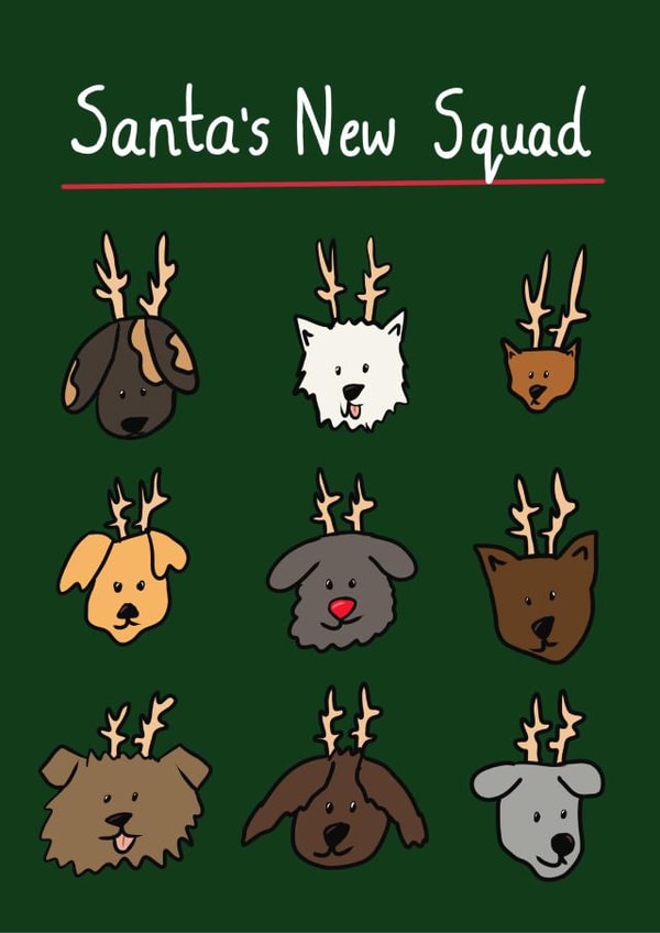 Funny Christmas Card - Dogs - Santa's New Squad created by LittleTalesByGem
