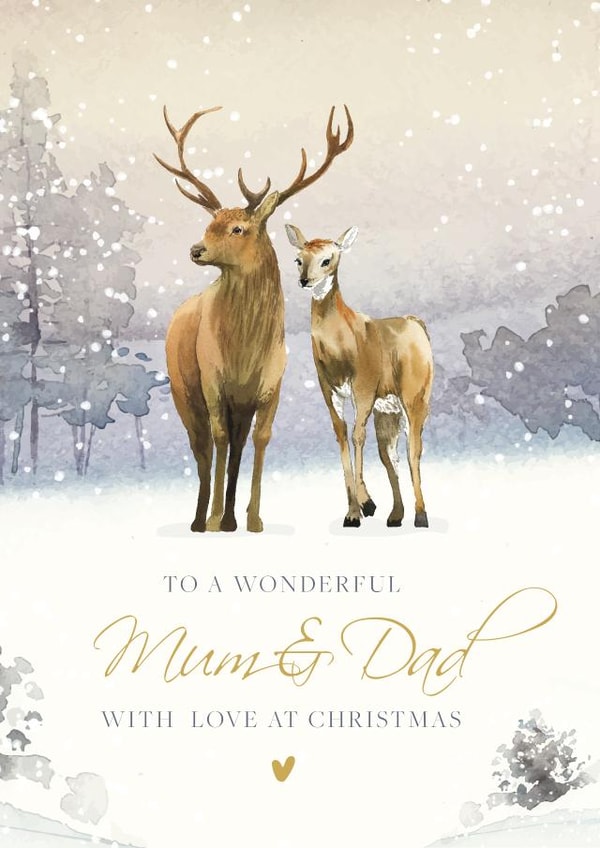 Cute Christmas Card - For Mum & Dad - Snow created by Artsy Gift Co
