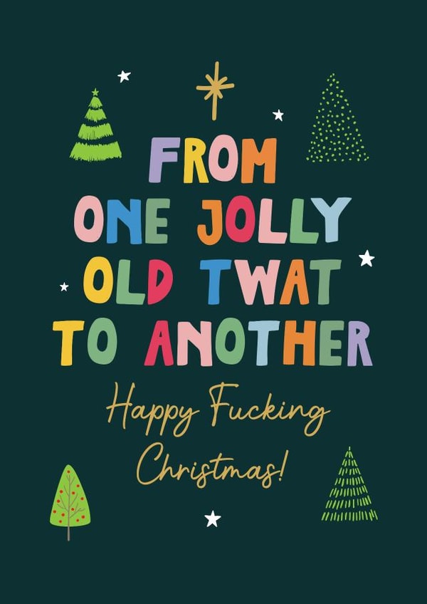 Rude Christmas Card - From One Jolly Old Twat To Another created by Artsy Gift Co