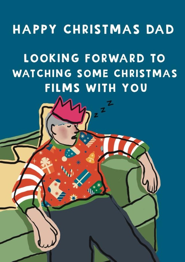 Funny Sleeping Dad Christmas cards created by Giddy Kipper