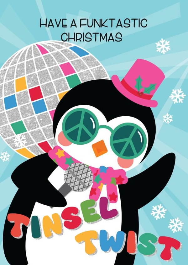 FUNKTASTIC DISCO PENGUIN, FUN AND CUTE, DISCO DIVA created by Paper Valley Design Studio
