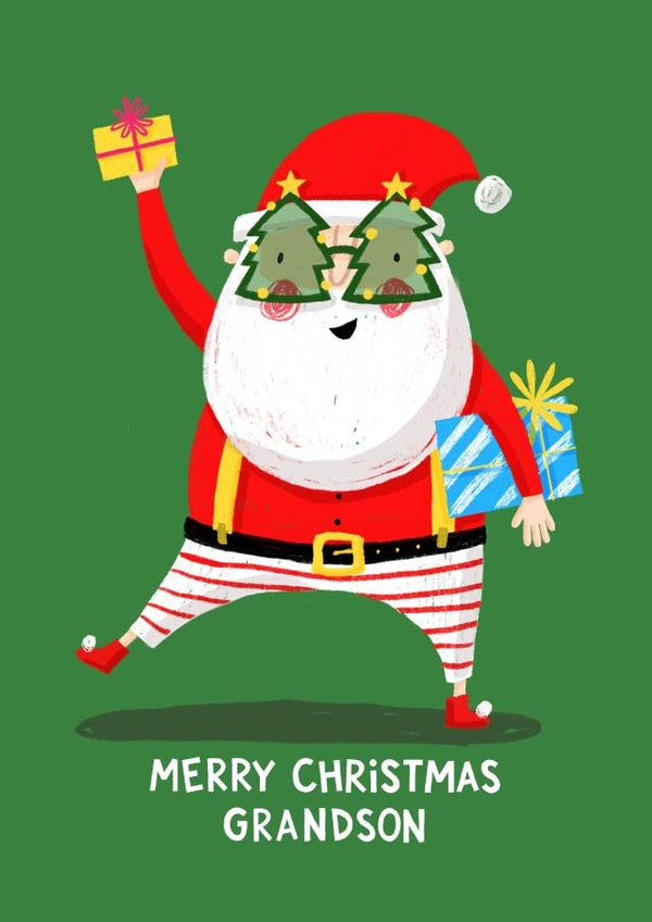 Cute Christmas Grandson Card - Cool Santa - Father Christmas - Festive created by Nicola Watson