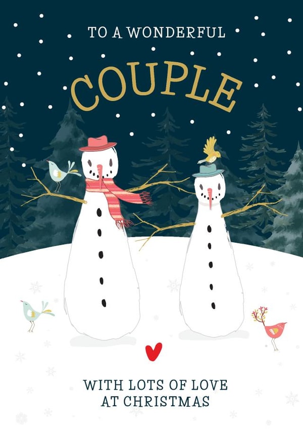 Cute Christmas Card - For Couple - Snowmen created by Artsy Gift Co