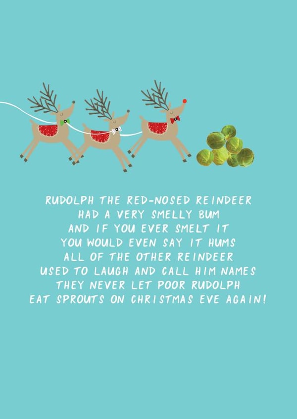 Funny Christmas Card - Rudolph The Red-Nosed Reindeer - Sprouts created by The Boy and the Bear