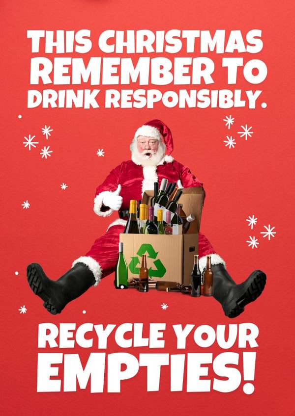 Funny Christmas Card - Drink Responsibly - Santa created by Redrakoon