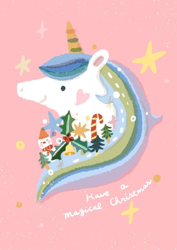 Magical Unicorn Christmas Card – Spread Holiday Cheer with Whimsical Charm! created by Miss NoProblem