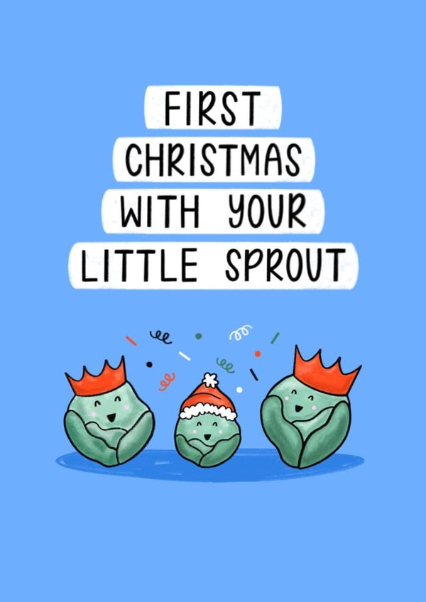 Cute Christmas Card - Baby Boy First Christmas - Sprout Pun created by Muses & May 