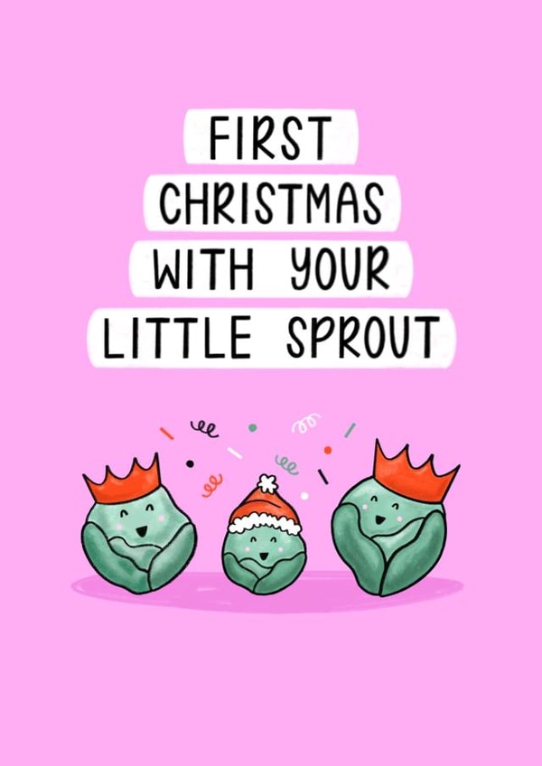 Cute Christmas Card - First Christmas With Your Little Sprout - Girl created by Muses & May 