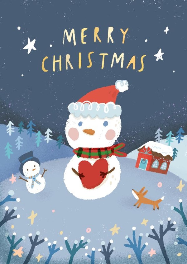 Enchanting Snowman Christmas Card - Magical Winter Greetings created by Miss NoProblem