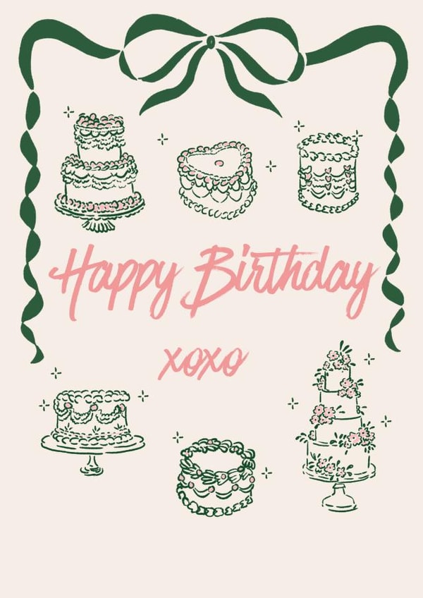 Cute Birthday Card - Vintage Cake Design - Sweet Greeting for a Loved One created by Bee Oyerinde