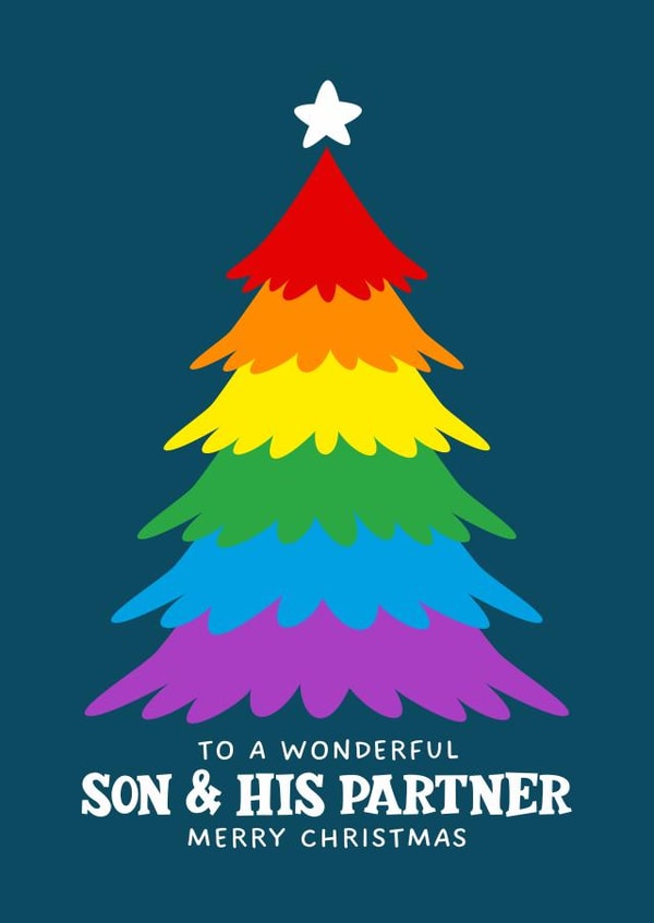 LGBTQ+ Christmas Card - For Son And Partner - Christmas Tree created by Atwood & Atwood