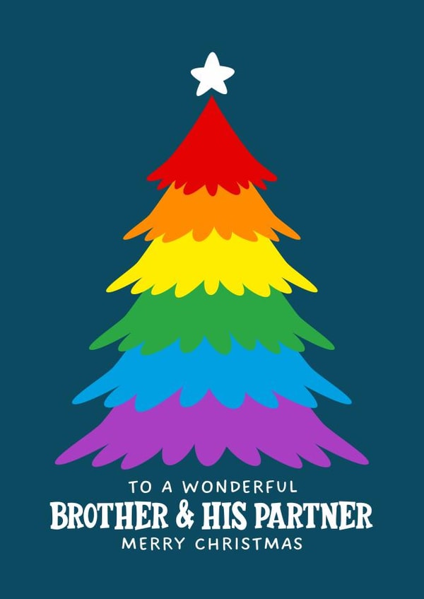 LGBTQ+ Christmas card - For Brother And Partner - Christmas Tree created by Atwood & Atwood