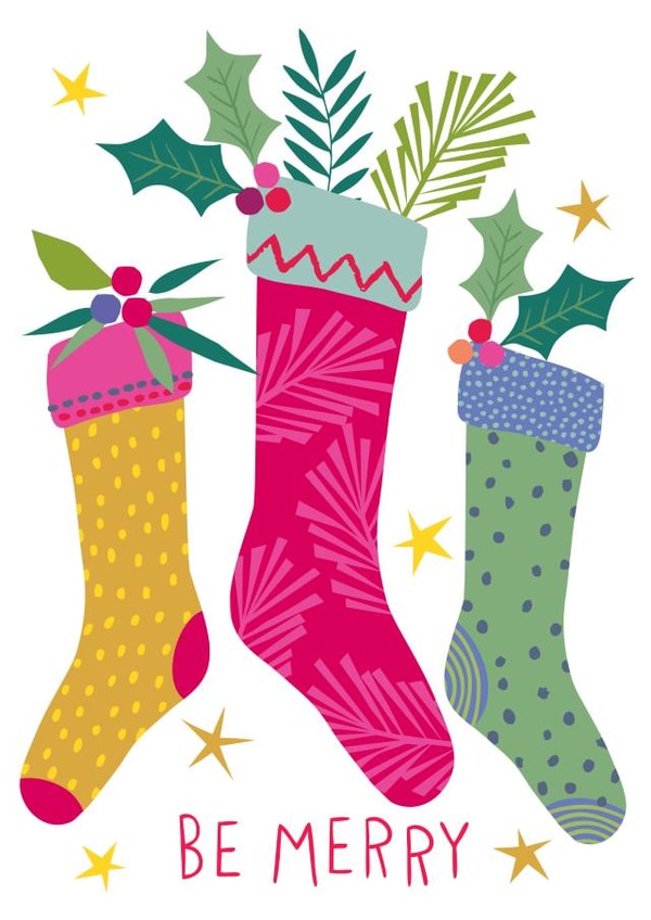 Merry Christmas stockings card created by Pablo and Pickle Studio