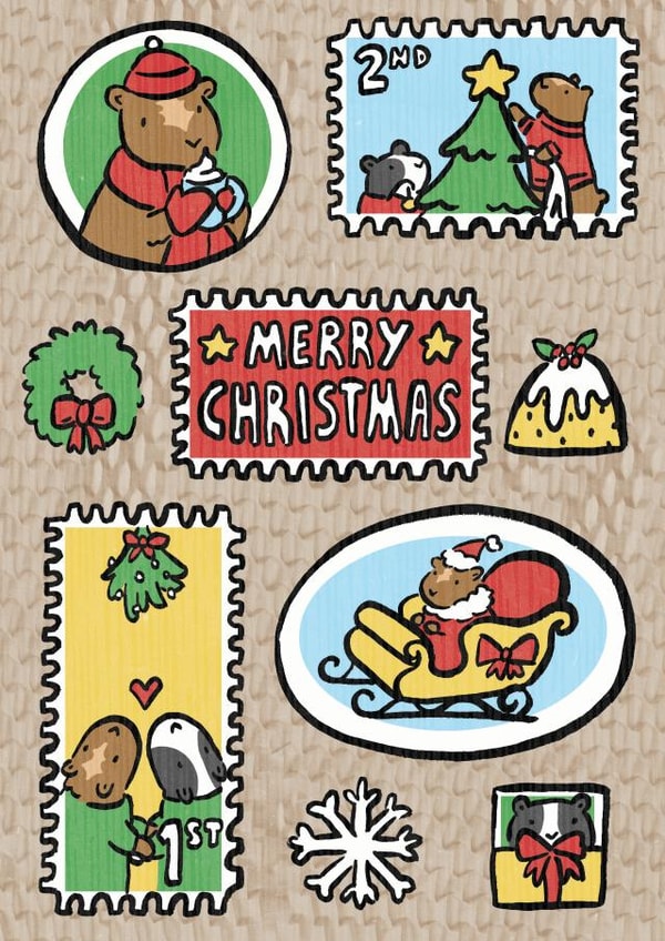 Cute Christmas Card - Guinea Pig - Stamps created by Kate Wand