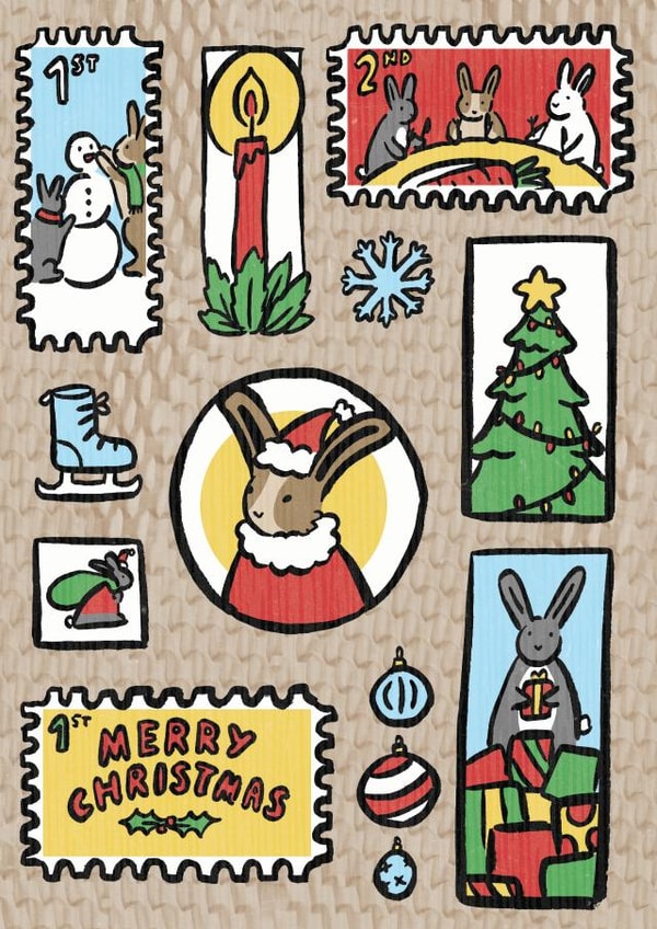 Cute Christmas Card - Stamps - Rabbit created by Kate Wand