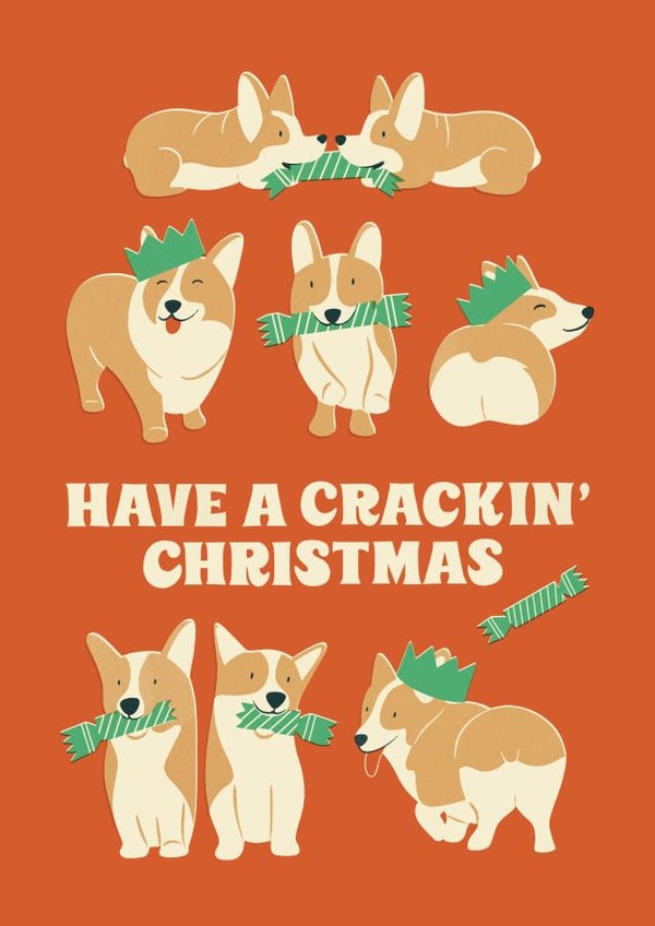 Cute Christmas Card - Corgis - Have A Crackin' Christmas created by Bird & Co Studio