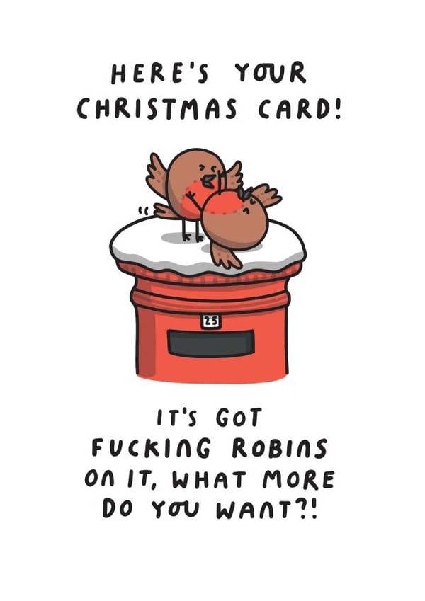 Funny Christmas Card - It's Got Fucking Robins On It created by mungo and shoddy
