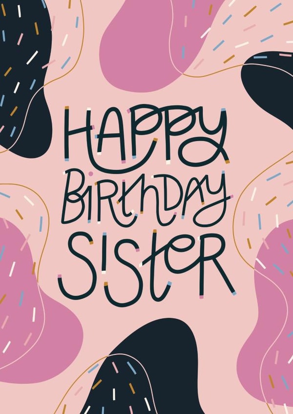 Classic Birthday Card - For Sister - Pretty Abstract Design created by Christine Cuddihy Illustration