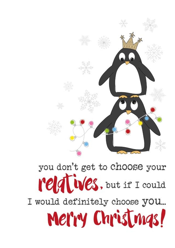 Cute Christmas Card - For Relative - Penguins created by Dandelion Stationery