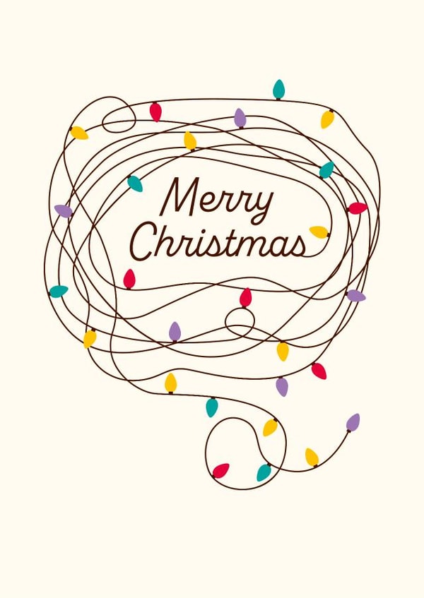 Contemporary Christmas Card - Tangled Fairy Lights - Merry Christmas created by Dicky Bird