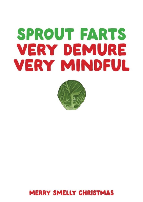 Funny Christmas Card - Smelly Sprout Farts - Very Demure Very Mindful created by Filthy Sentiments