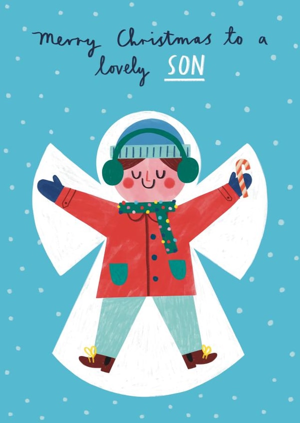 Cute Christmas Card - For Son - Snow Angel created by Alice Mole Illustration