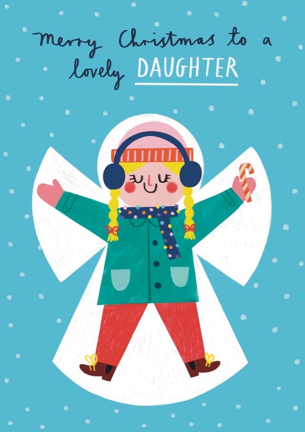 Cute Christmas Card - For Daughter - Snow Angel created by Alice Mole Illustration