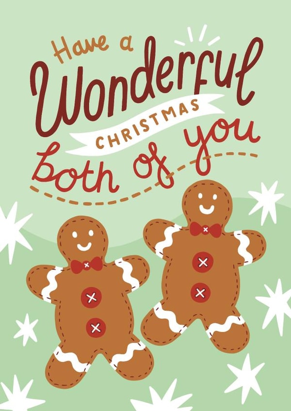 Cute Christmas Card For A Couple, Gingerbread Couple, Gay Couple, LGBTQ+ created by Josie Gledhill