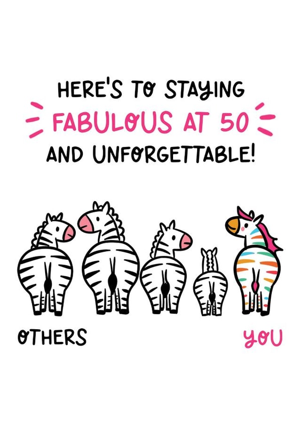 Cute 50th Birthday Card - For Her - Fabulous At 50 created by Lyndsay Moon