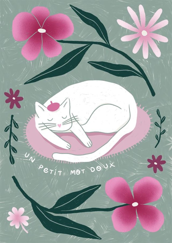 Cute Thinking Of You Card - Cat - Un Petit Mot Doux created by Atelier Bee