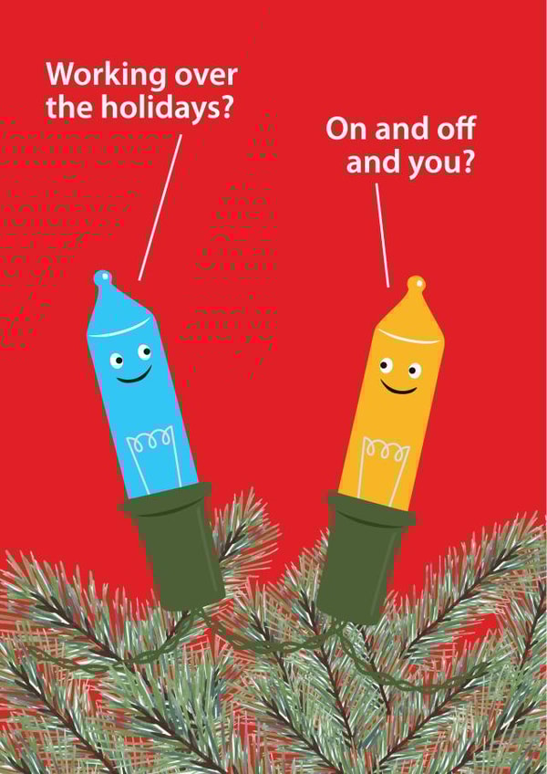 Funny Christmas Card - Tree Lights - Working On And Off created by LOVEDAY DESIGNS on Thortful