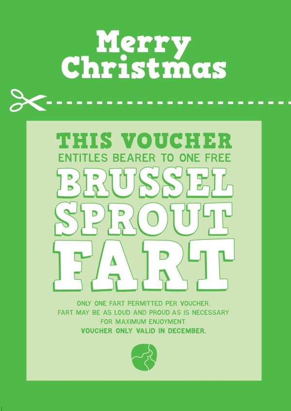 Funny Christmas Card - Fart Voucher - Sprouts created by LOVEDAY DESIGNS on Thortful