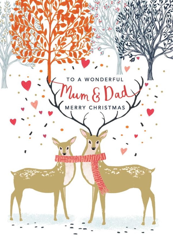 Cute Christmas Card - For Mum and Dad - Deer Couple created by Louise Tiler