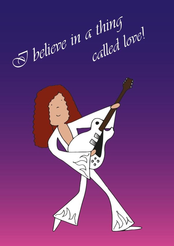 The Darkness - I Believe in a Thing Called Love card for music lovers created by Hannah @rocknrollbabies