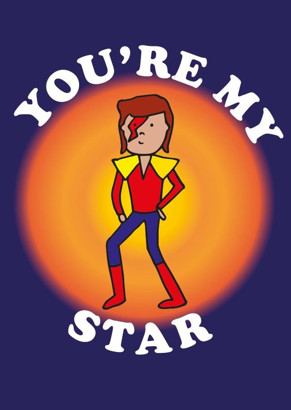 David Bowie - cute thank you or anniversary card for music-loving friend/partner created by Hannah @rocknrollbabies