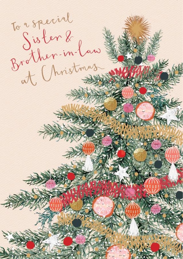 Classic Christmas Card - Sister And Brother In Law - Pretty Tree created by Louise Tiler