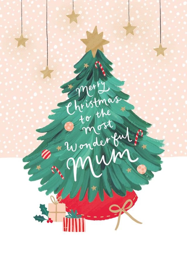 Pretty Christmas Card - Most Wonderful Mum - Tree created by Helen Mackay 
