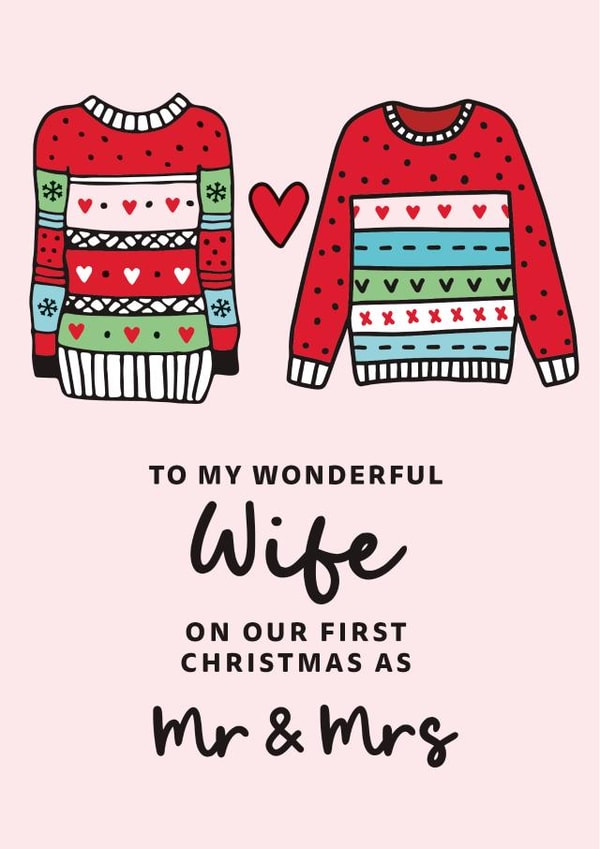 Mr & Mrs First Christmas card created by Percy & Pearl