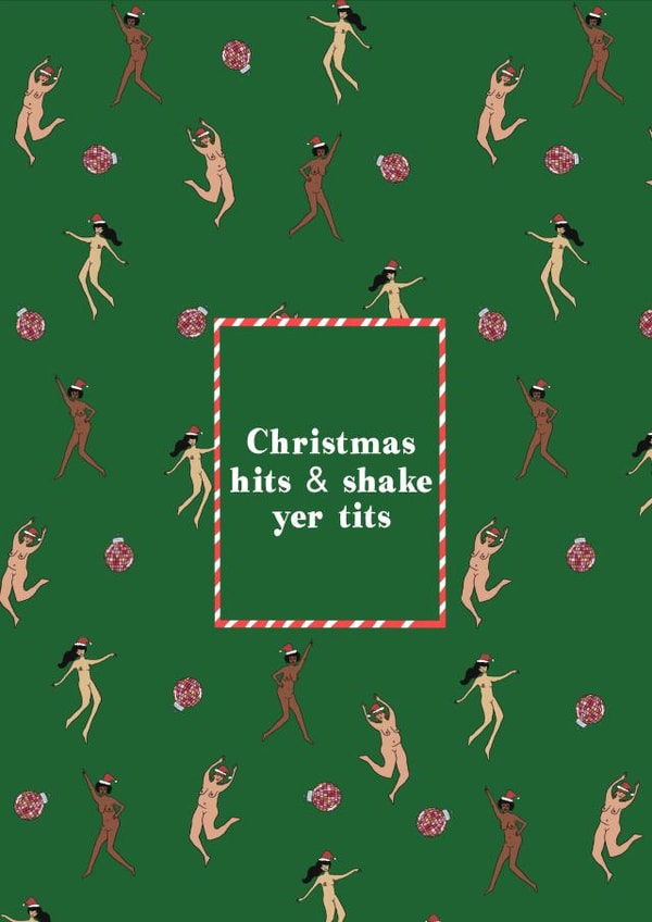 Funny Christmas Card - For Her - Christmas Hits & Shake Yer Tits created by Childish Ramblings