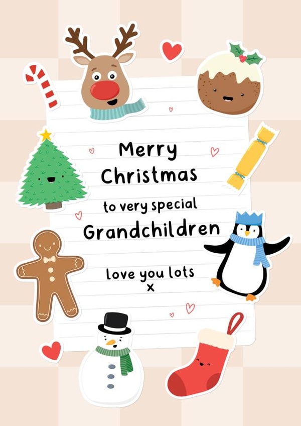 Cute Christmas Card - For Grandchildren - Sticker Illustrations created by Macie Dot Doodles
