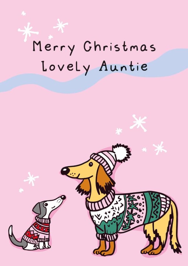 Cute Christmas Card - For Auntie - Dogs In Christmas Jumpers created by Rulu