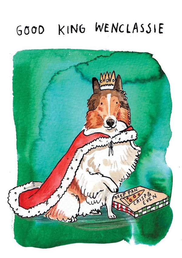 Cute Christmas Card - Lassie, Rough Collie - Good King Wenclassie created by Jelly Armchair
