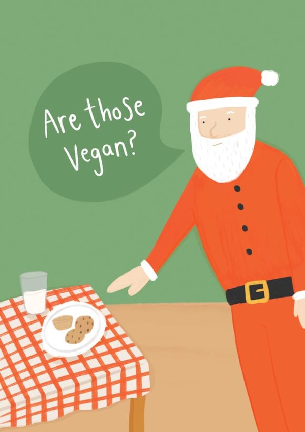 Funny Christmas Card - Vegan Santa - Cookies created by Charley Muttitt