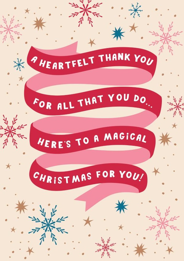 Heartfelt Christmas Card - Thank You For All That You Do - Snowflakes created by Dotty Black