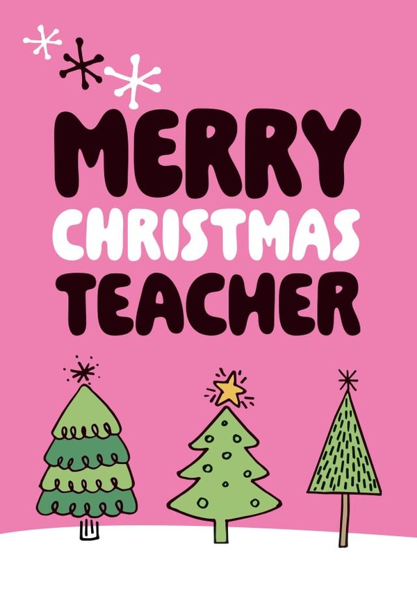 Cute Christmas Card - Teacher - Trees | thortful