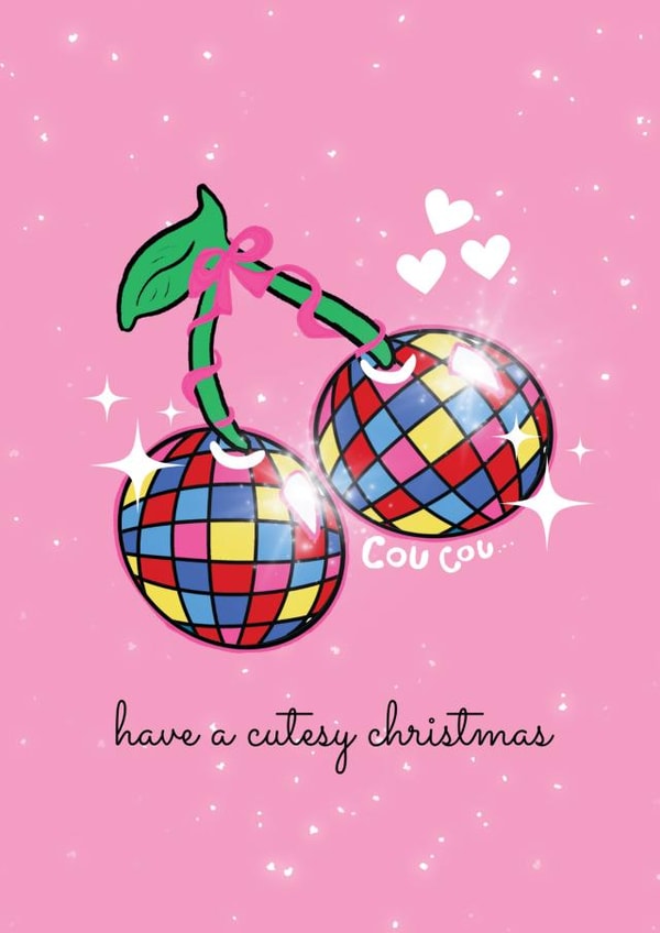 Have a cutesy Christmas with this disco cherries fun card for friends created by Just Daydreaming