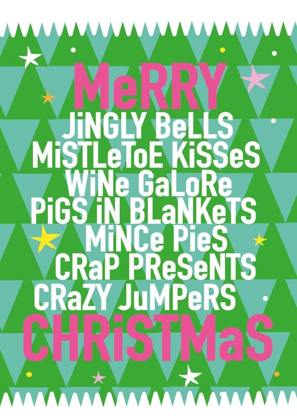 Fun xmas words card- Jingly Bells- merry Christmas created by Alice + Ivy