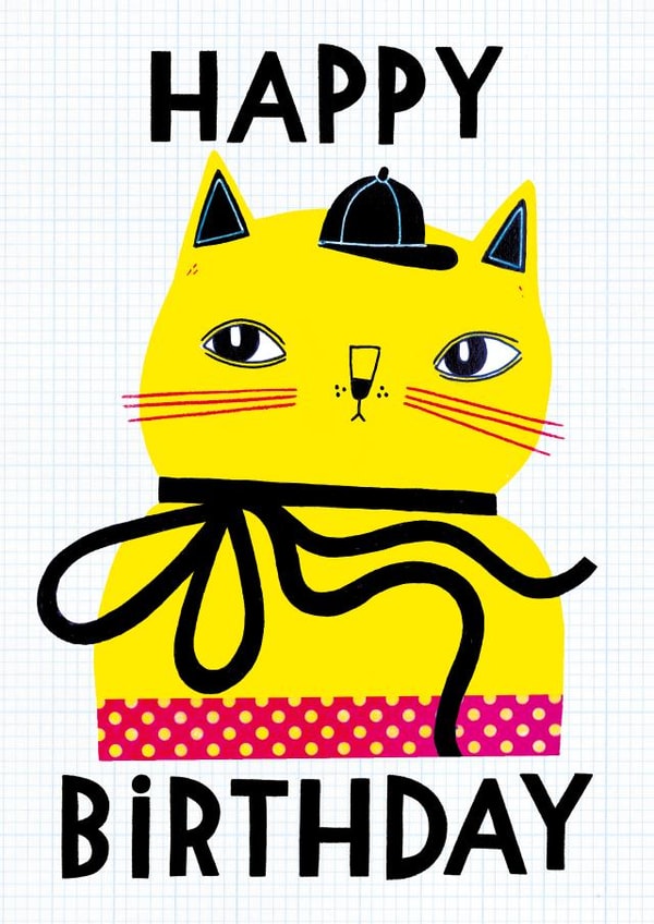 Cute Birthday Card - Cat - Cap - Cute created by Anke Weckmann Illustration