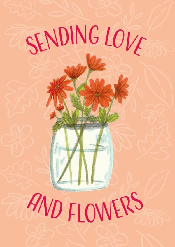 Classic Thinking Of You Card - Sending Love And Flowers - Vase created by Sarah, Spark Prints & Designs