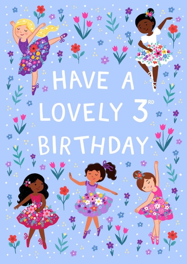 Pretty 3rd Birthday Card - Ballerinas - For Her created by Pear Tree Press